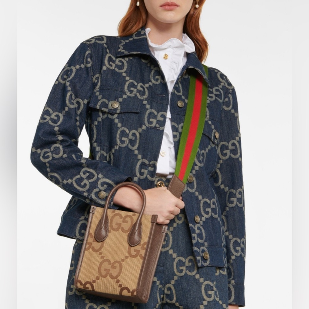 SOLD ❤️NWT💚 Gucci Jumbo GG Mini Tote with Strap - Brown Crossbody & Shoulder Bag - Picture 5 of 12